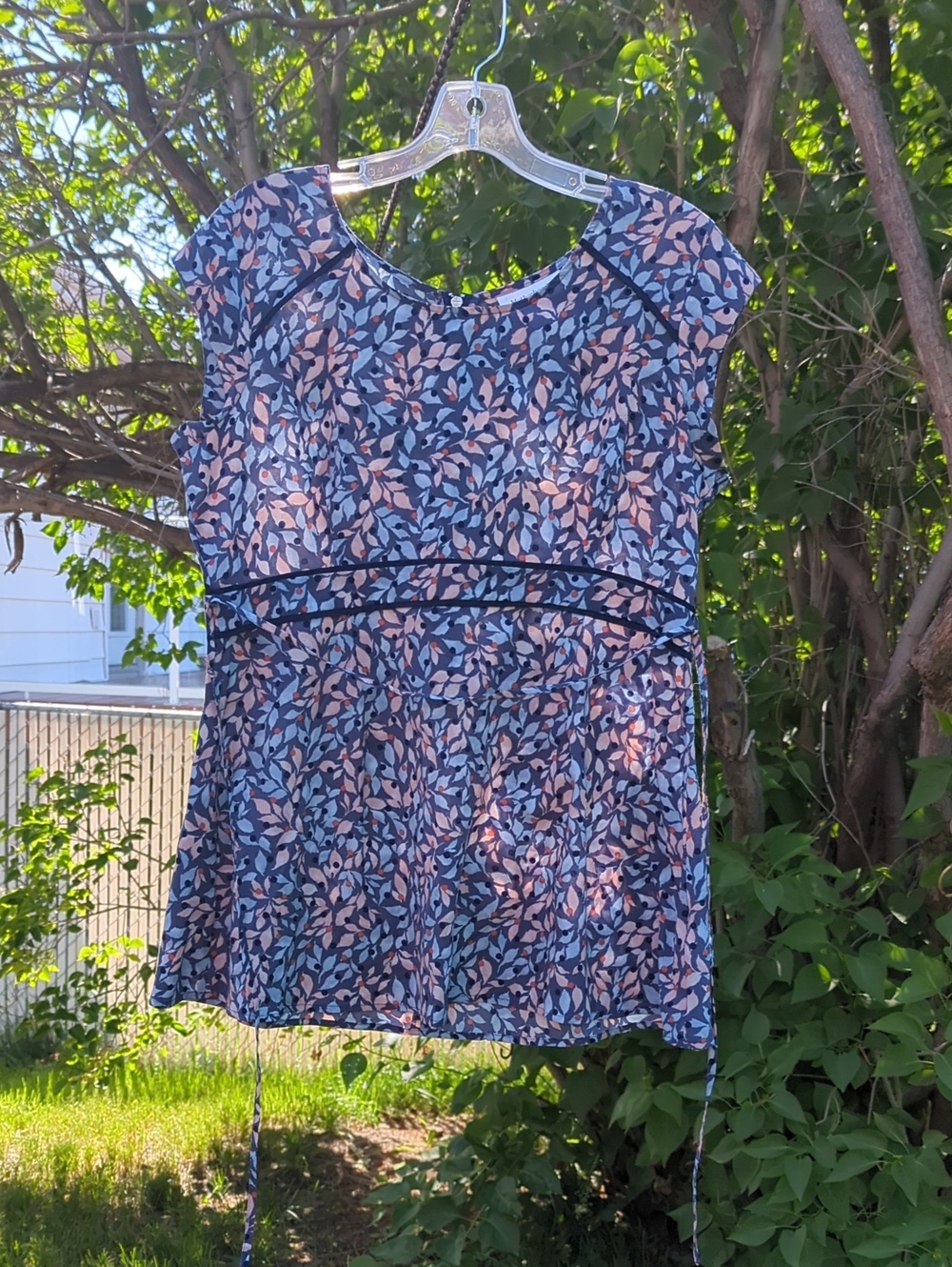 Motherhood Maternity Floral Navy Blue Cap Sleeve Top
